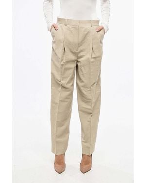 TOTEME High-Waist Double-Pleat Pants - Natural