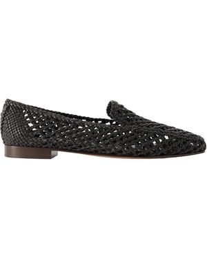 Le Monde Beryl Woven Leather Loafers - Black
