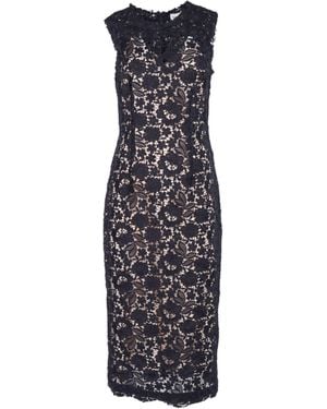 P.A.R.O.S.H. P.A.R.O..H. Peonia Floral Lace Midi Dress - Blue