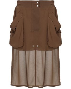 Pinko Sheer Knee-Length Pocket Detailed Skirt - Brown