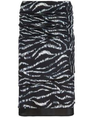 The Attico The Zebra Printed Satin Midi Skirt - Black