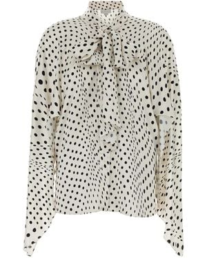 Stella McCartney Polka-Dot Pussy-Bow Blouse - White