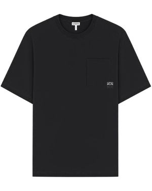 Loewe Logo-Embroidered Cotton T-Shirt - Black