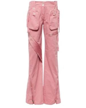 Blumarine Low-Rise Straight Cargo Jeans - Pink