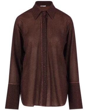 Oséree Oversized Sequin Knit Top - Brown