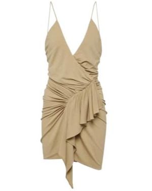 Alexandre Vauthier Draped Ruffled Wrap Dress - Natural