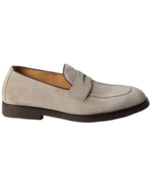 Brunello Cucinelli Almond-Toe Slip-On Loafers - Grey