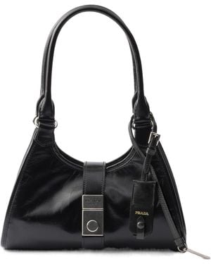 Prada Small Leather Tote Bag - Black