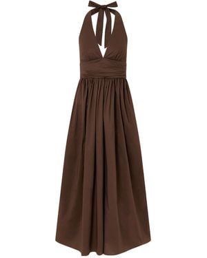 Matteau Cotton-Poplin Halterneck Maxi Dress - Brown
