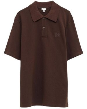 Loewe Embroidered Short-Sleeved Polo Shirt - Brown