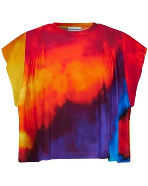 Rabanne Tie-Dyed Crewneck Cropped T-Shirt - Red