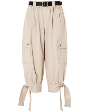 Sea Miles Cropped Belted Cotton Tapered Pants - Natural