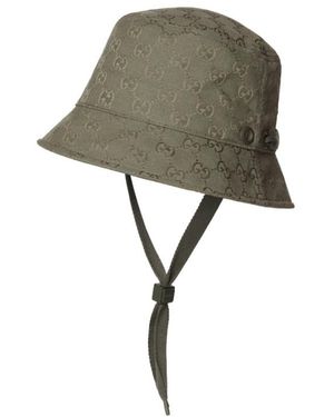 Gucci Gg Canvas Bucket Hat With Tie - Green