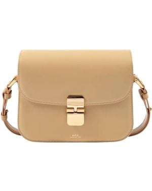 A.P.C. Logo Printed Shoulder Bag - Natural