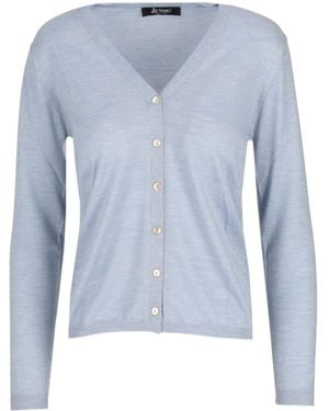Lela Rose Knitted V-Neck Cardigan - Blue