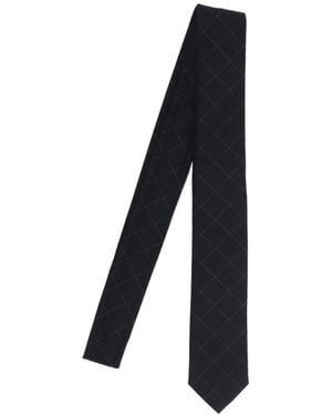 Thom Browne Windowpane-Check Rwb-Stripe Tie - Black