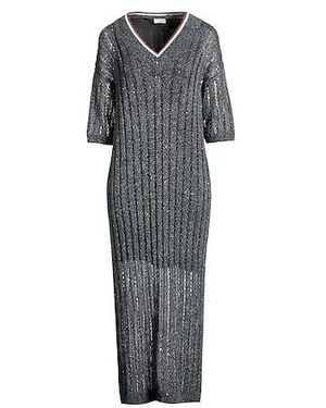 Brunello Cucinelli Short-Sleeve V-Neck Dress - Gray