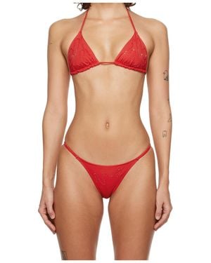 Paloma Wool Bead-Embellished Triangle Bikini Top - Pink