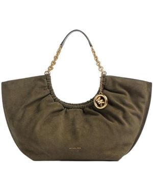 MICHAEL Michael Kors Large Indie Logo-Charm Ruched-Detailing Tote Bag - Green
