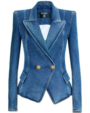 Balmain Denim 2-Button Jacket - Blue