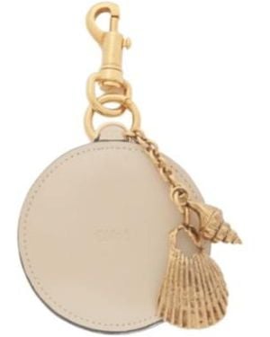 Chloé Mirror-Detail Leather Keyring - White