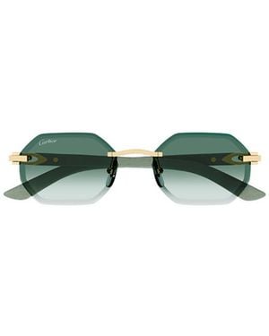 Cartier Octagonal Rimless Sunglasses - Green