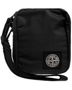 Stone Island Logo Patch Wristlet Pouch - Black