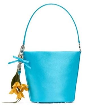 Self-Portrait Satin Bucket Bag - Blue