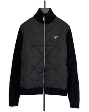 Prada Splicing Design Knitted Cardigan - Black