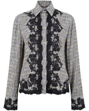 Ermanno Scervino Resca Lace Trim Printed Shirt - Gray
