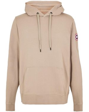 Canada Goose Logo Cotton Huron Hoodie Sweatshirt - Natural