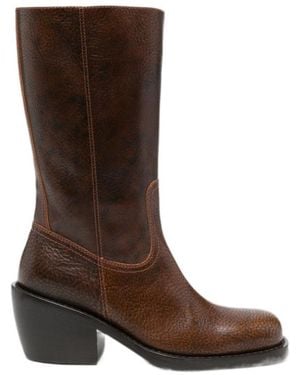 Dries Van Noten Round-Toe Short Boots - Brown