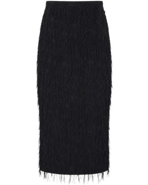 Patrizia Pepe Fringed Straight Hem Skirt - Black