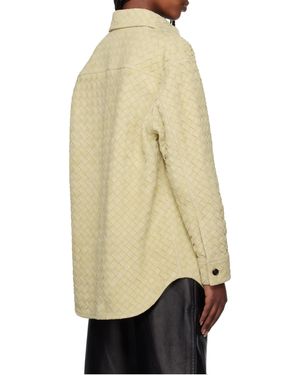 Bottega Veneta Long-Sleeved Leather Shirt - Natural