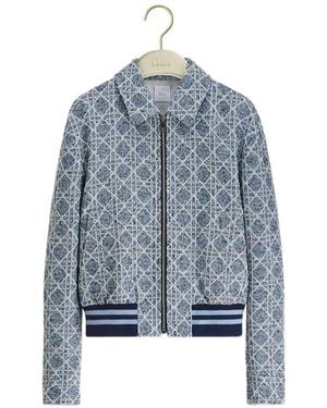Dior Zipped Macrocannage Jacket - Blue