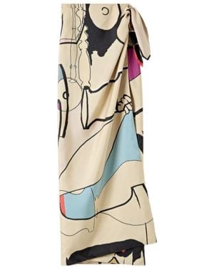 Loro Piana Corina Abstract Pattern Midi Skirt - Natural