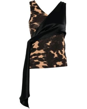 Nanushka Draped Print Top - Black