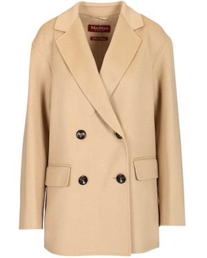 Max Mara Studio Omelia Double-Breasted Coat - Natural