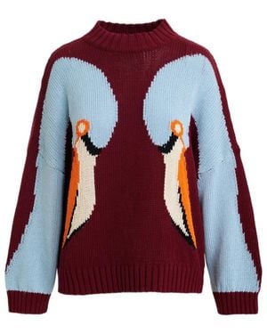Essentiel Antwerp Jinie Intarsia Knitted Jumper - Red