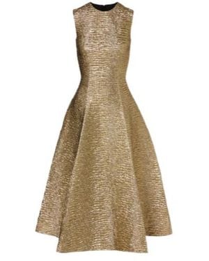 Emilia Wickstead Mara Metallic-Effect Seersucker Midi Dress - Natural