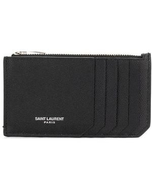 Saint Laurent Paris Fragment Zipped Card Case - Black