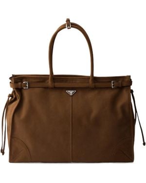 Prada Bonnie Nubuck Leather Tote Bag - Brown