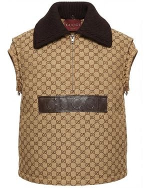 Gucci Gg Half-Zip Gilet - Brown