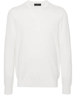 Fay Ribbed Crew Neck Knitwear - White