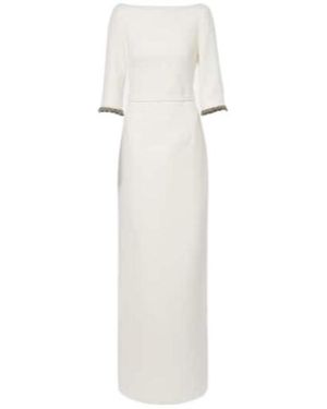 Safiyaa Bridal Amaris Embellished Crêpe Gown - White