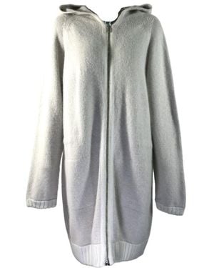 Max Mara Long-Sleeved Hooded Knitted Cardigan - Grey