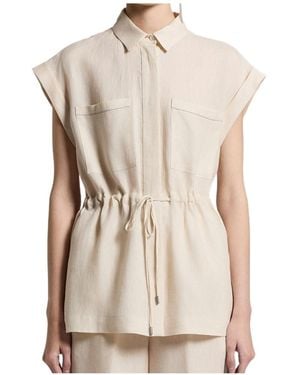 Peserico Drawstring Waist Sleeveless Top - Natural