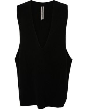 Rick Owens V Tank Fine-Knit Vest - Black