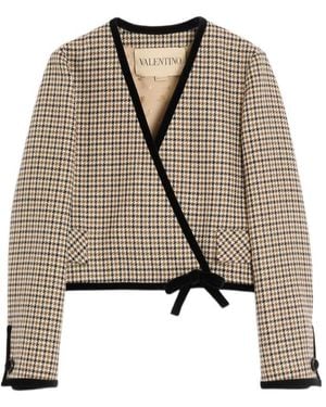 Valentino Short Houndstooth Jacket - Brown
