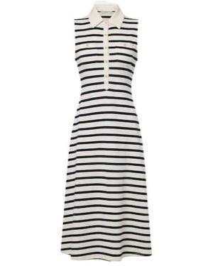 FRAME Sea Breeze Striped Cotton Polo Dress - White